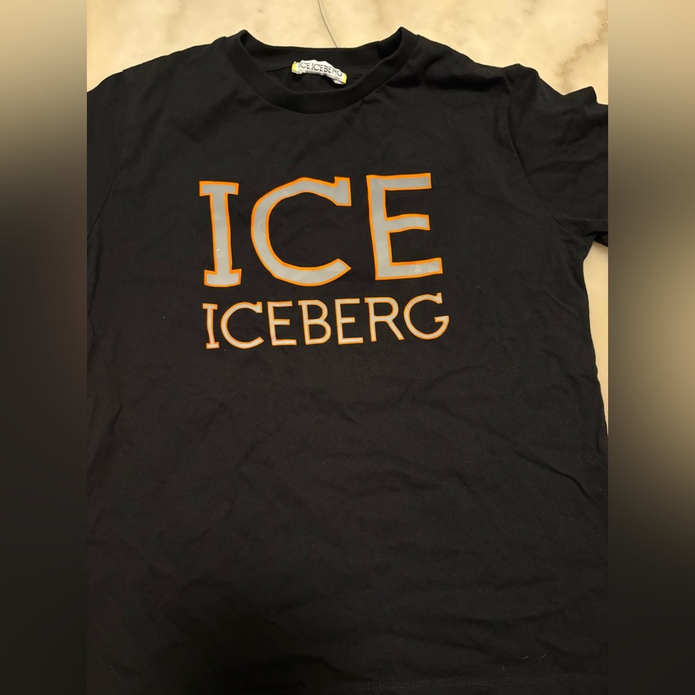 Ice Iceberg Kids Tee in Black with Orange Accents